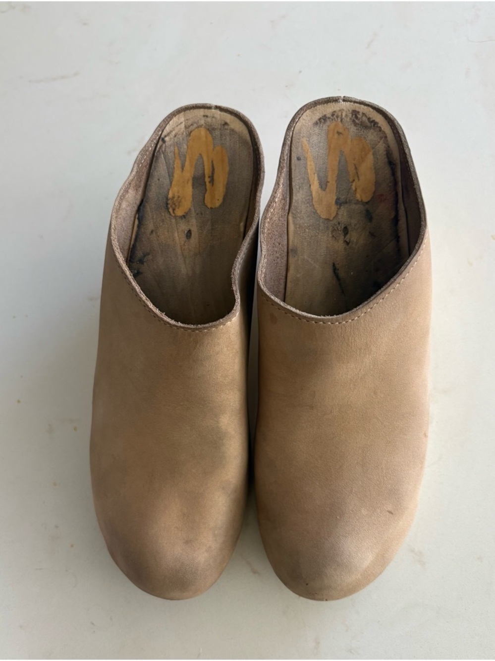 No. 6 Women’s Tan Leather Wedge Clogs - Picture 3 of 8